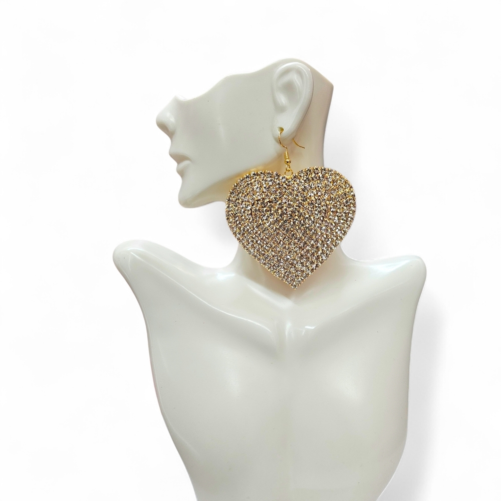 Encore  Gold Sparkling Heart Earrings